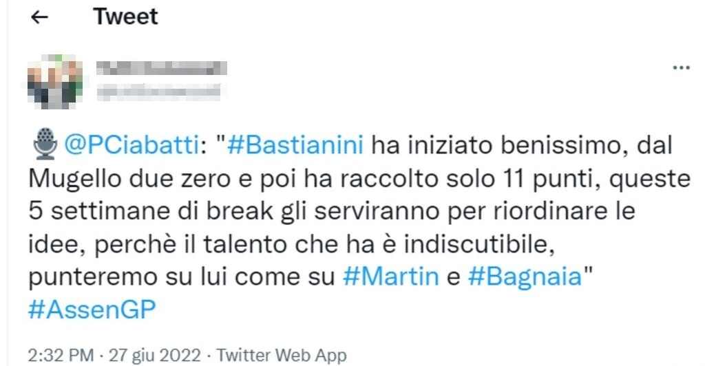 Bastianini tweet