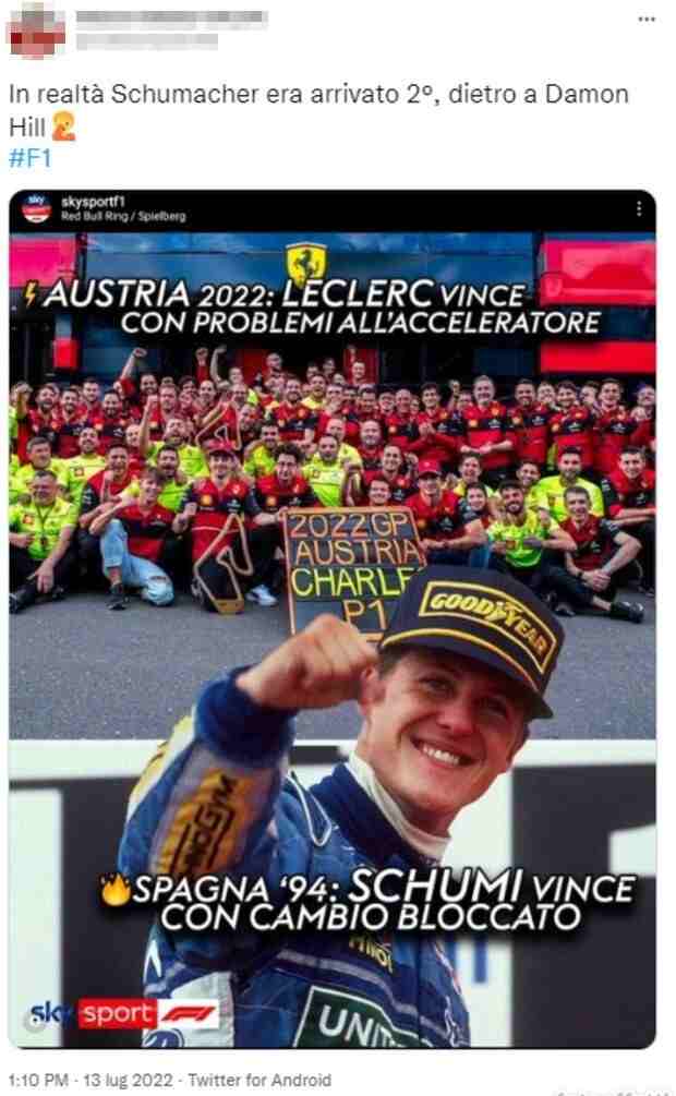 F1 tweet
