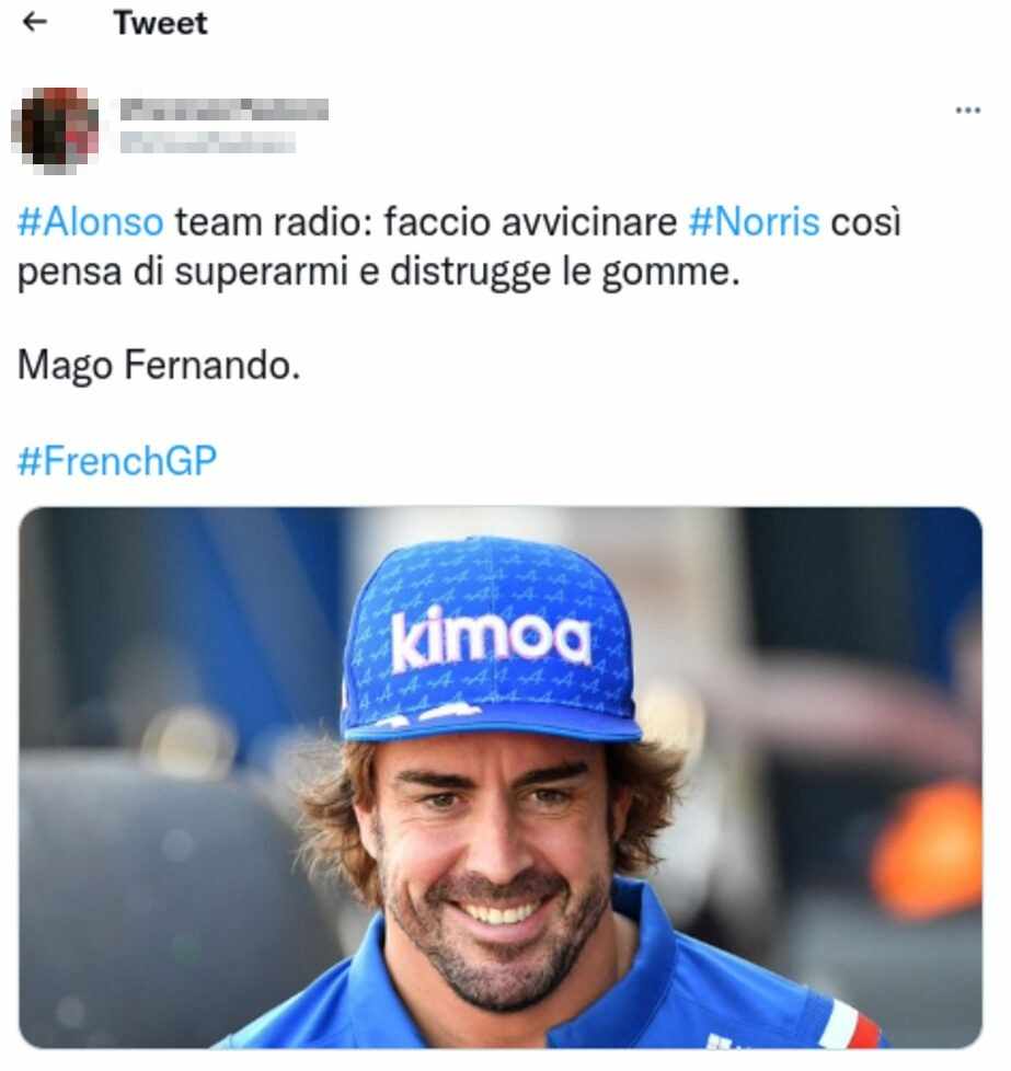 Fernando Alonso tweet