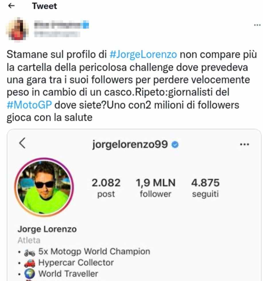 Jorge Lorenzo tweet