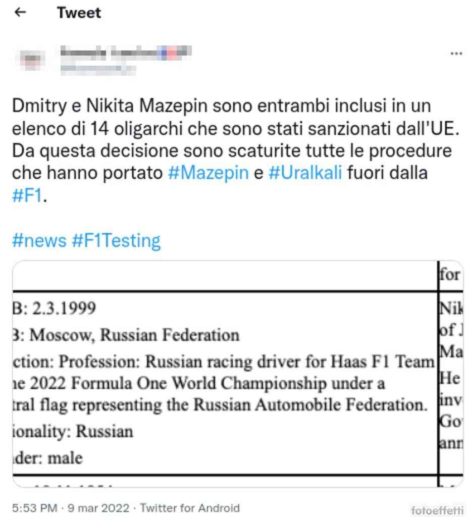 Mazepin tweet