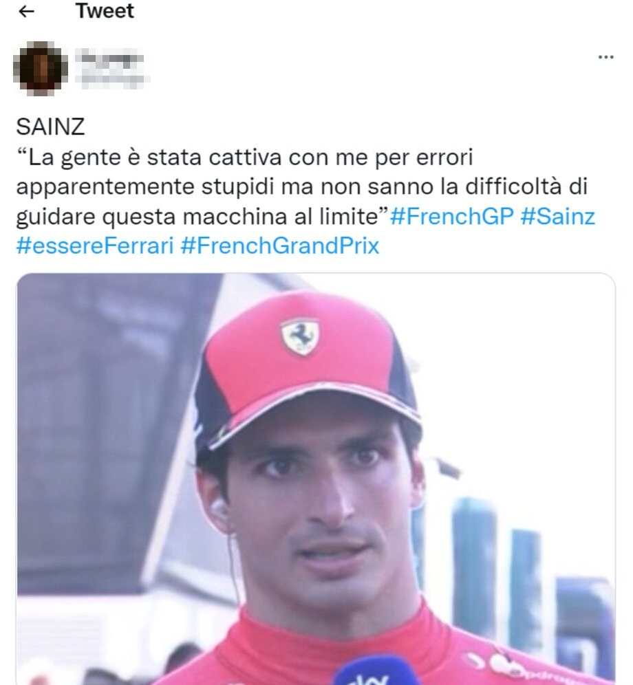 Sainz tweet