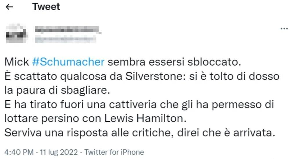 Schumacher tweet