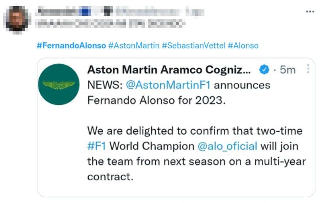 Fernando Alonso tweet
