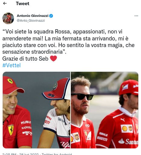 Vettel tweet
