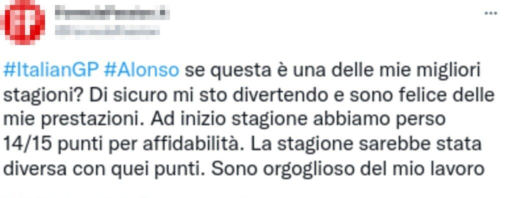 Fernando Alonso tweet