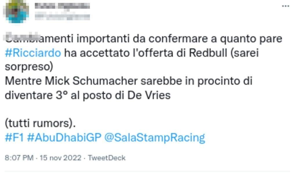 Ricciardo tweet