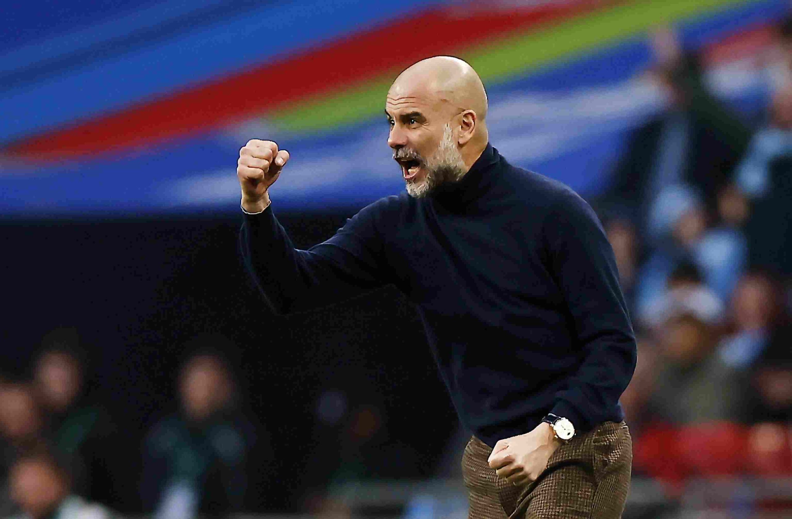 Pep Guardiola esulta
